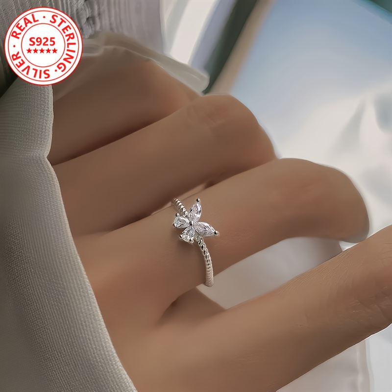 Adjustable S925 Silver Butterfly Ring for Women